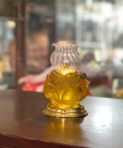 Đèn Dầu Thuỷ Tinh Thân Hoa Sen Vàng