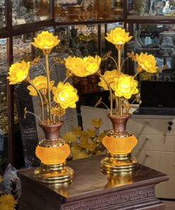 Đèn Thờ Hoa Sen 5 Bông Lưu Ly Trường Quang