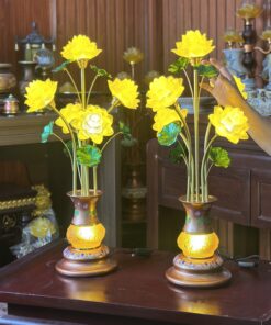 Đèn Thờ Hoa Sen 5 Bông Lưu Ly Linh Quang