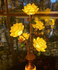 Đèn Thờ Hoa Sen 5 Bông Lưu Ly Thân Ngọc