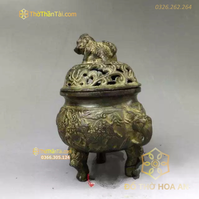 Đốt Trầm Đồng Nắp Hổ