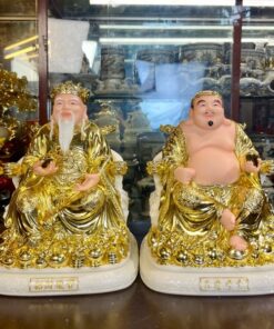 Tượng Thần Tài Thổ Địa Bột Đá Dát Vàng 24K