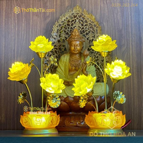 Đèn Thờ Hoa Sen 3 Lưu Ly Bông Đài Sen
