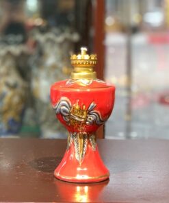 Đèn Dầu Men Đỏ Vẽ Vàng