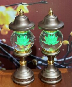 Đèn Thờ 1 Bông Chóp Cầu Hoa Sen Thân Nâu