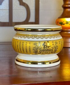 Bát Hương Sứ Bát Nhã Chữ Phật Tâm Kinh Vàng