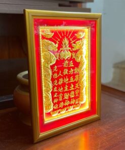 Bài Vị Thần Tài Dát Vàng Nền Đỏ Có Đèn