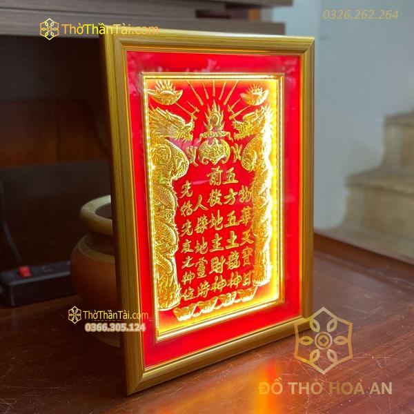 Bài Vị Thần Tài Dát Vàng Nền Đỏ Có Đèn