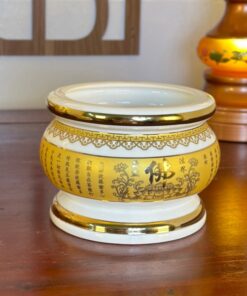 Bát Hương Sứ Bát Nhã Chữ Phật Tâm Kinh Vàng