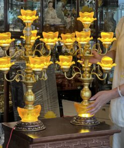 Đèn Thờ Hoa Sen 5 Bông Lưu Ly Trường Quang