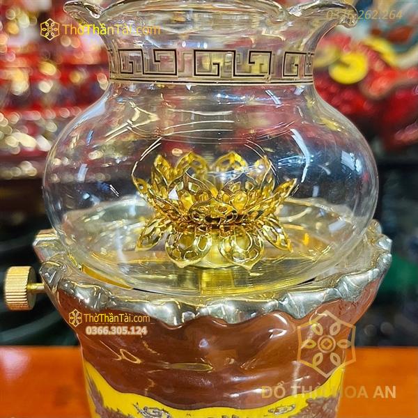 Đèn Dầu Men Vàng Kim Sa
