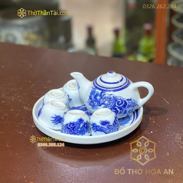 Bộ Âm Chén Trà Thờ Men Lam