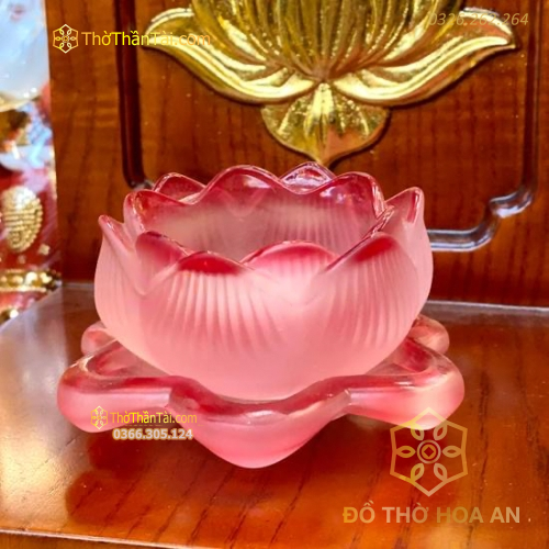 Chân Nến Lưu Ly Hoa Sen Đỏ