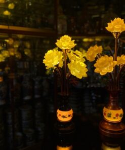 Đèn Thờ Hoa Sen 5 Bông Lưu Ly Thân Ngọc
