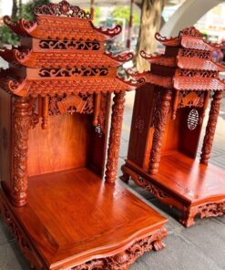 Ban Thờ Thần Tài Gỗ Hương 3 Mái