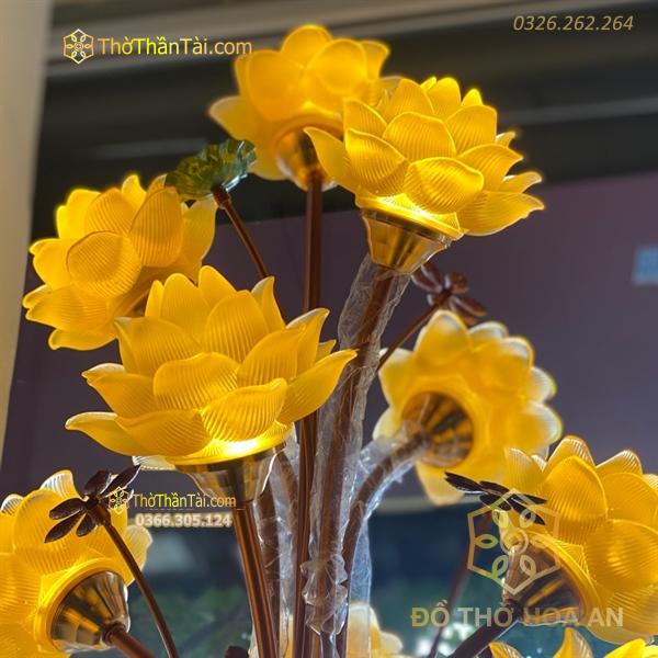 Đèn Thờ Hoa Sen 13 Bông Lưu Ly Thân Sứ