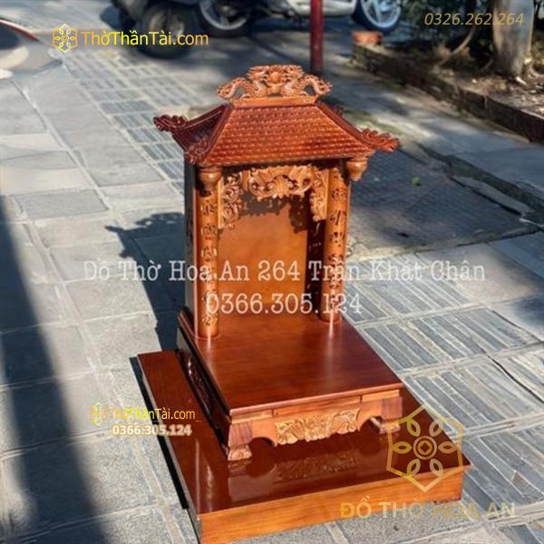 Bàn Thờ Thần Tài Mái Chùa Gỗ Xoan Màu Óc Chó