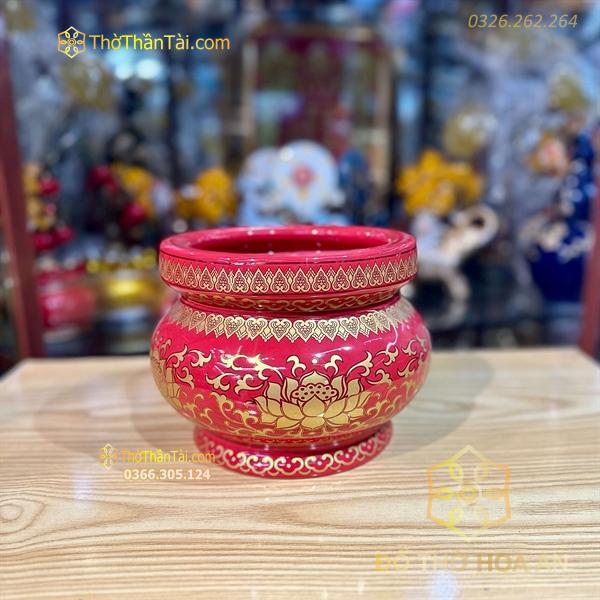 Bát Hương Sứ Gấm Đỏ Cao Cấp