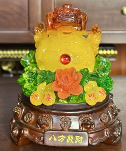 Tỳ Hưu Phong Thuỷ Xoay Đế Gỗ Hồ Lô Vàng