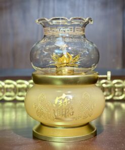 Đèn Dầu Lưu Ly Vàng Bọc Đồng