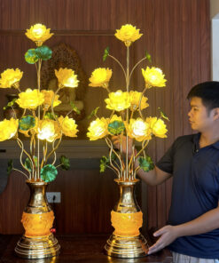 Đèn Thờ Hoa Sen 9 Bông Lưu Ly Thân Lưu Ly V9