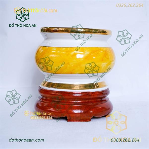 Bát Hương Sứ Vân Đá Vàng