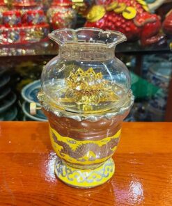 Đèn Dầu Men Vàng Kim Sa