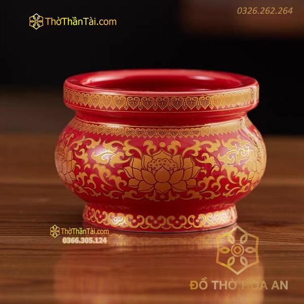 Bát Hương Sứ Gấm Đỏ Cao Cấp