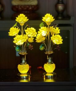 Đèn Thờ Hoa Sen 5 Bông Lưu Ly Thân Lưu Ly V5