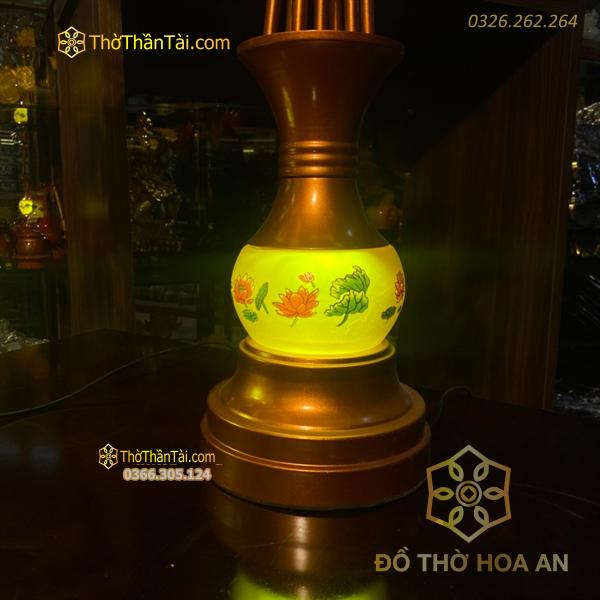 Đèn Thờ Hoa Sen 7 Bông Lưu Ly Thân Ngọc