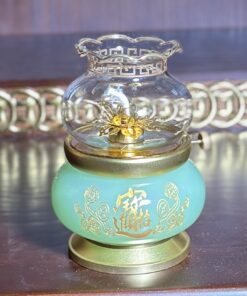 Đèn Dầu Lưu Ly Xanh Bọc Đồng