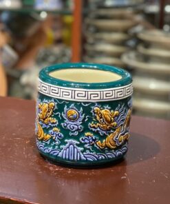 Bát Hương Men Xanh Lục Bảo Đắp Nổi