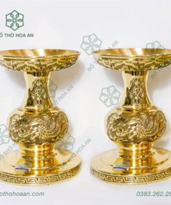 Chân Nến Đồng Thờ Rồng Phượng