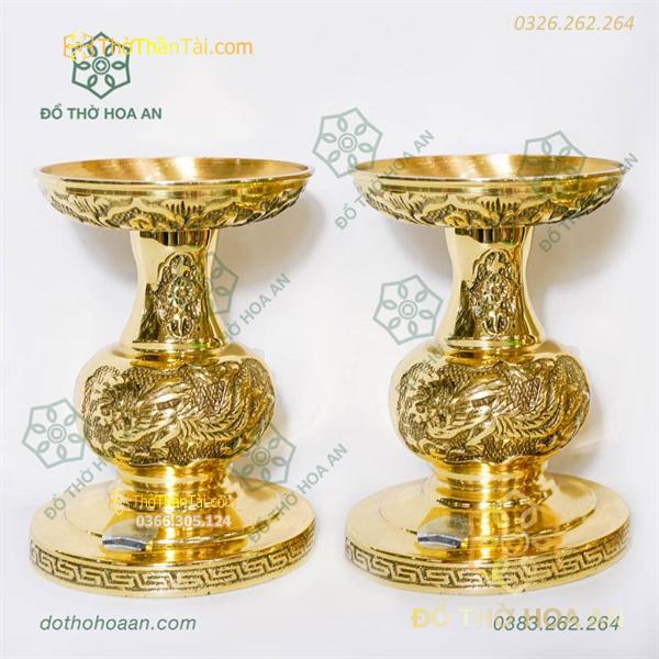Chân Nến Đồng Thờ Rồng Phượng