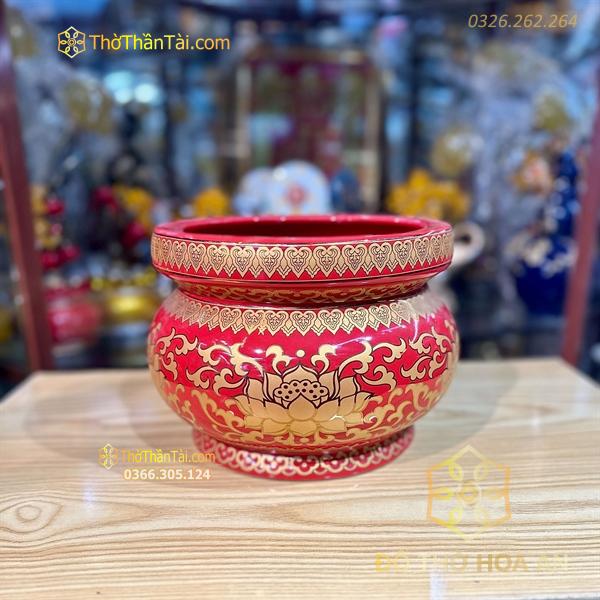 Bát Hương Sứ Gấm Đỏ Cao Cấp