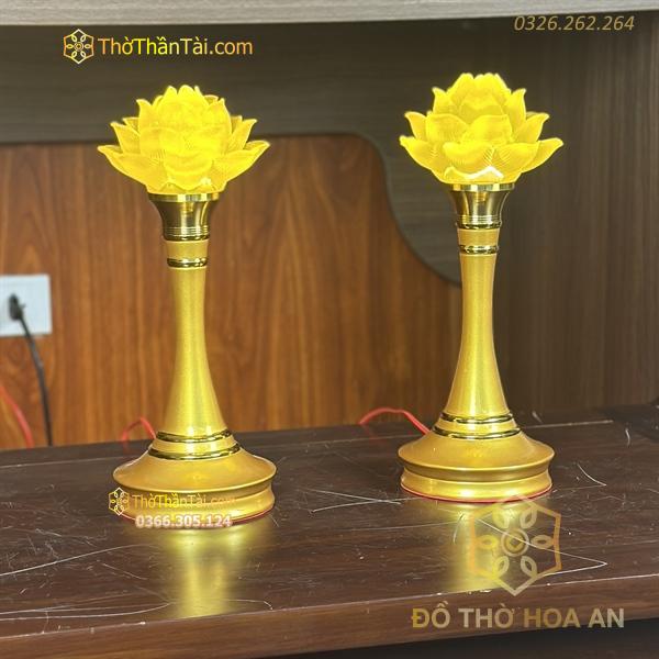 Đèn Thờ Hoa Sen 1 Bông Lưu Ly Thân Hợp Kim