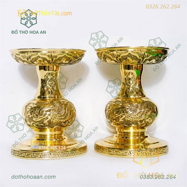 Chân Nến Đồng Thờ Rồng Phượng