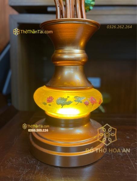 Đèn Thờ Hoa Sen 9 Bông Lưu Ly Thân Ngọc