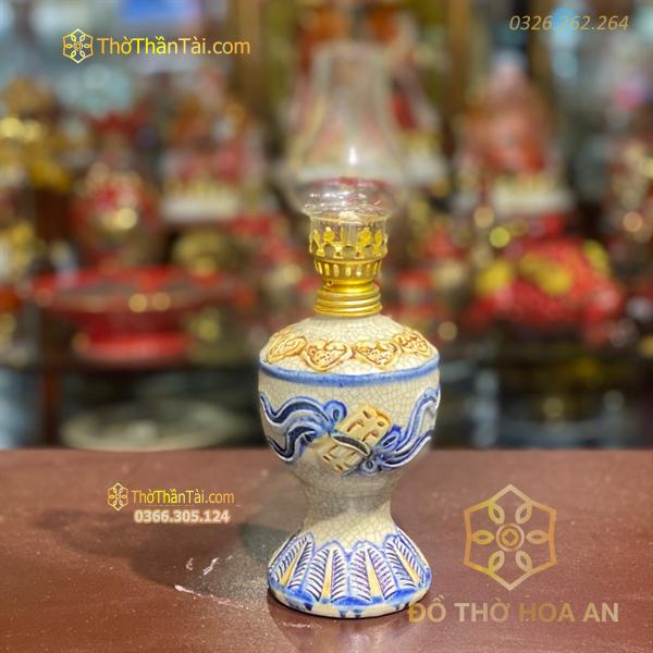 Đèn Dầu Men Rạn Đắp Nổi
