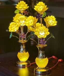 Đèn Thờ Hoa Sen 5 Bông Lưu Ly Thân Lưu Ly V5