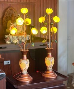Đèn Thờ Hoa Sen 5 Bông Lưu Ly Thân Sứ Đuôi Cá