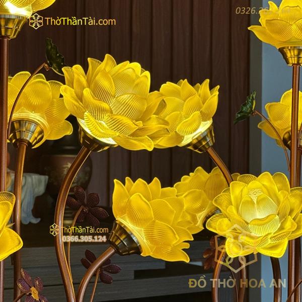Đèn Thờ Hoa Sen 7 Bông Lưu Ly Thân Lưu Ly V7