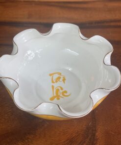 Bát Thả Hoa Sứ Vân Đá Vàng