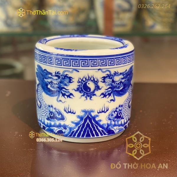 Bát Hương Rồng Phú Quý Men Trắng