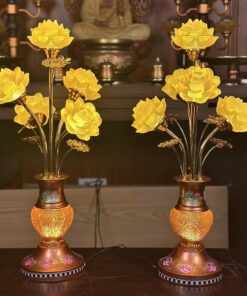 Đèn Thờ 5 Bông Lưu Ly Hoa Sen Chân Gấm
