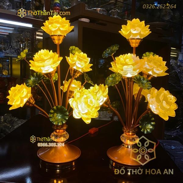 Đèn Thờ Hoa Sen 7 Bông Lưu Ly Thân Lùn