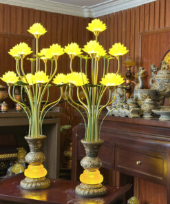 Đèn Thờ Lưu Ly 9 Bông Hoa Sen Cổ Đồng