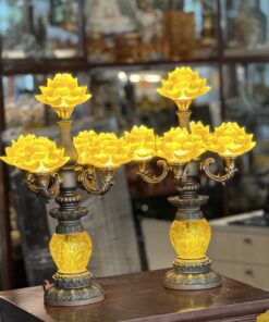 Đèn Thờ Hoa Sen 5 Bông Lưu Ly Tịch Chiếu