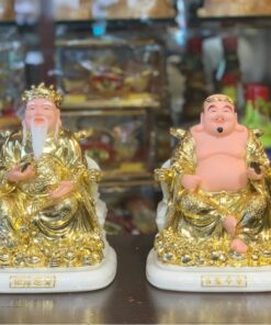Tượng Thần Tài Thổ Địa Bột Đá Dát Vàng 24K