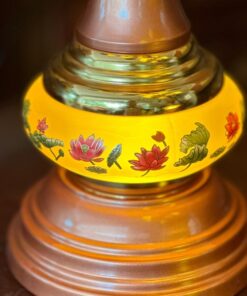 Đèn Thờ Hoa Sen 7 Bông Lưu Ly Thân Ngọc Vàng